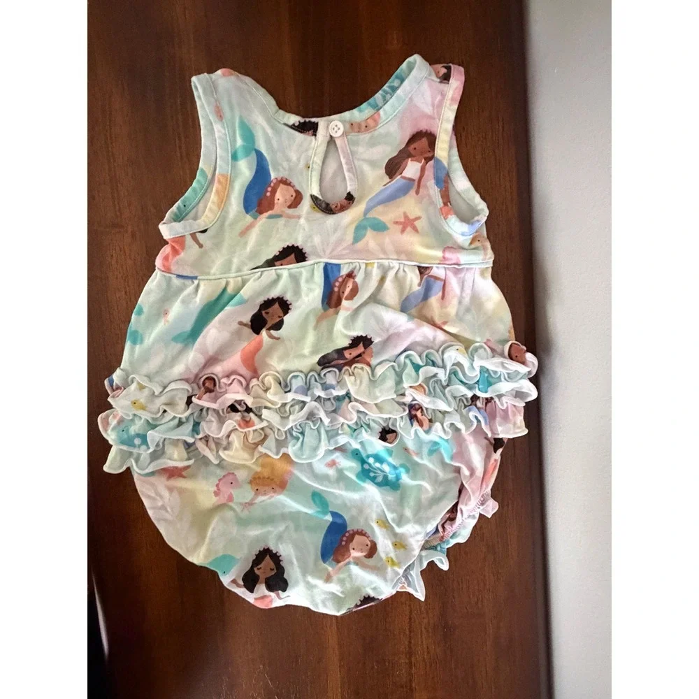 Little Sleepies Play Mermaid Bamboo Bubble Romper Size 12-18 Months